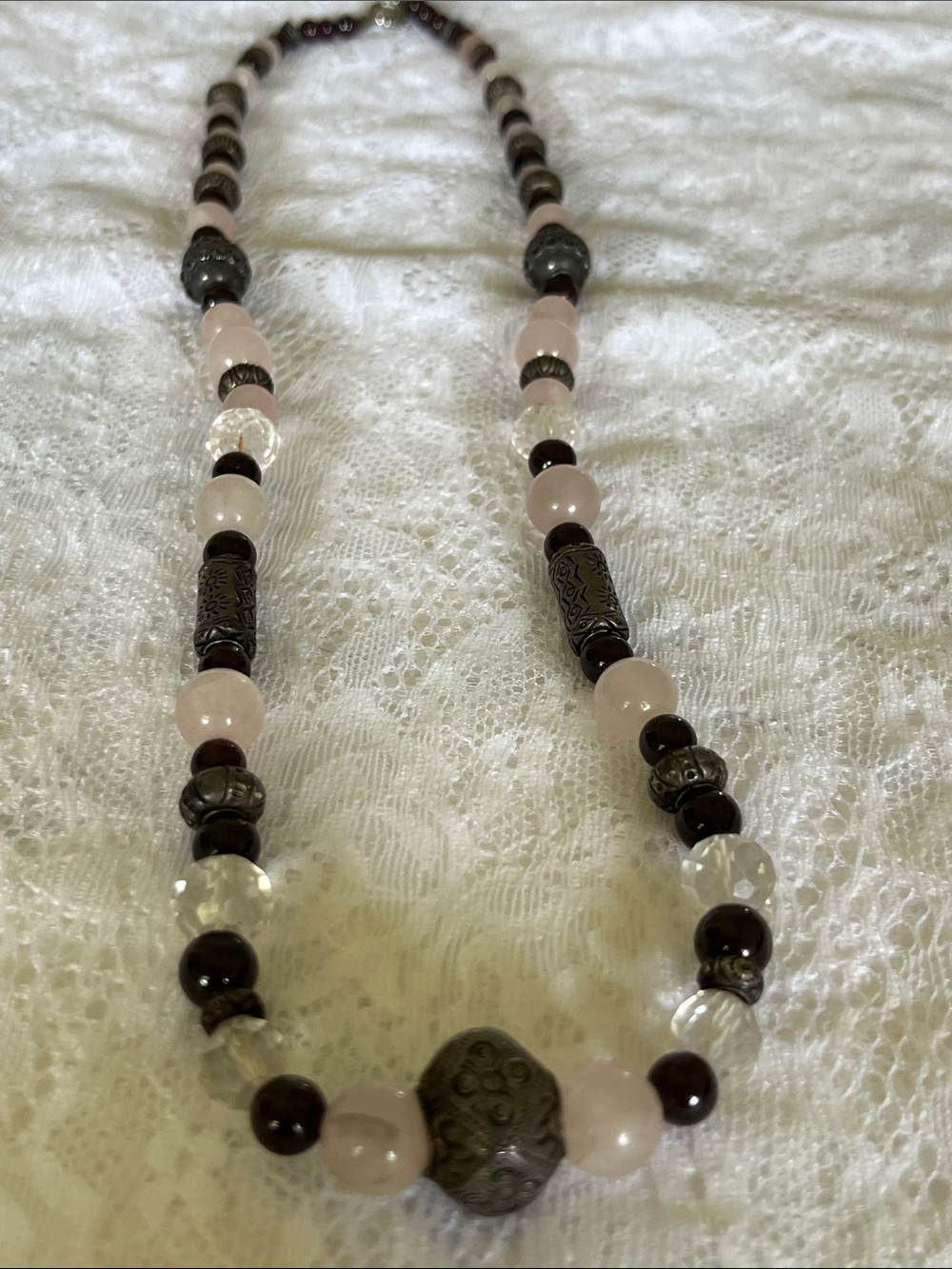 Handcrafted Pink and Brown Beaded Necklace - Elegant Women's Jewelry